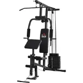 HOMCOM Gym Kraftstation Fitnessstation Multigym inkl. Gewichten Metall Schwarz