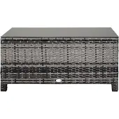 Outsunny Garten Beistelltisch Couchtisch Gartentisch Balkontisch PE-Rattan
