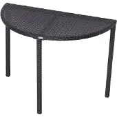 Outsunny Balkontisch Garten Beistelltisch Tisch Gartenmöbel Polyrattan halbrund