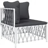 vidaXL Garten-Ecksofa mit Kissen Weiß Gewebe
