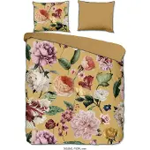 Muller Textil Descanso Bettwäsche "Blumen" - Ocker - (140x200/220 cm) - Bio Baumwolle Satin