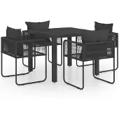 vidaXL 5-tlg. Garten-Essgruppe PVC Rattan Schwarz