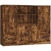 vidaXL Highboards 3 Stk. Räuchereiche Holzwerkstoff