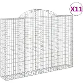 vidaXL Gabionen mit Hochbogen 11Stk. 200x30x140/160cm Verzinktes Eisen