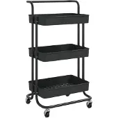 vidaXL Küchenwagen 3 Etagen Schwarz 42x35x85 cm Eisen und ABS