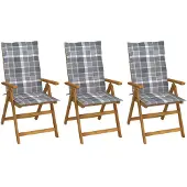 vidaXL Klappbare Gartenstühle 3 Stk. mit Auflagen Massivholz Akazie