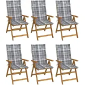 vidaXL Klappbare Gartenstühle 6 Stk. mit Auflagen Massivholz Akazie