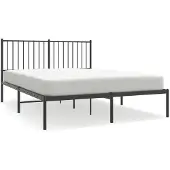 vidaXL Bettgestell mit Kopfteil Metall Schwarz 135x190 cm