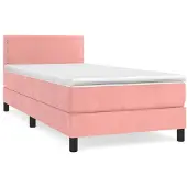 vidaXL Boxspringbett mit Matratze Rosa 100x200 cm Samt