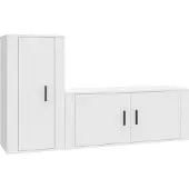 vidaXL 2-tlg. TV-Schrank-Set Weiß Holzwerkstoff
