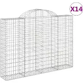 vidaXL Gabionen mit Hochbogen 14Stk. 200x30x140/160cm Verzinktes Eisen