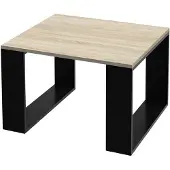 ML-Design Couchtisch 65x65x40 cm, Eicheoptik/Schwarz, Quadratischer Beistelltisch ideal für Wohnzimmer und Büro