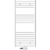 LuxeBath Badheizkörper Mittelanschluss 600 x 1200 mm Weiß gebogen mit Anschlussgarnitur inkl. Thermostat Universal Eck- & Bodenform, ohne Heizstab