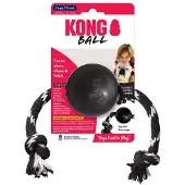 Kong Extreme Ball mit Seil - Large - Schwarz / Weiß
