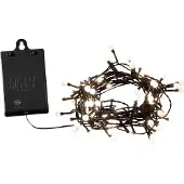 Konstsmide - LED Globelichterkette, runde Dioden, mit an/aus Schalter Lichtsensor und 6h und 9h Timer, 80 warm weiße Dioden, batteriebetrieben, Außen (IP44), schwarzes Kabel, 2 x D 1.5V (exkl.)