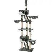 TecTake Kratzbaum Hansi 243 bis 260 cm inklusive 2 Treppen, 2 Spielbällen, Deckenspanner und Kippschutz