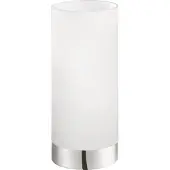 Eglo Tischlampe Damasco 1, 1 flammige Tischleuchte, Nachttischlampe aus Metall in Chrom, Glas weiß satiniert, E27 Fassung, inkl. Schalter