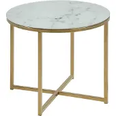 Actona Beistelltisch GROUP "Alina", gold, B:50cm H:42cm T:50cm, Tische, Beistelltisch, Gehärtete Glasplatte mit echt wirkender Marmoroptik