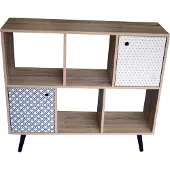 SIT Möbel Sideboard | 4 offene Fächer, 2 Türen | B 98,5 x L 29 x H 87 cm | MDF white wash / blau, weiß | 11709-95 | Serie MAILBOX