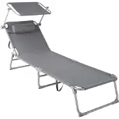 TecTake Sonnenliege Chloé 4-stufig mit Kopfpolster, verstellbar, mit Sonnendach