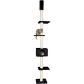 Karlie Cometa mit Deckenspanner Kratzbaum - Plüsch/Sisal - Schwarz - 35x35x263 cm