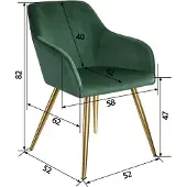 TecTake Esszimmerstuhl Marilyn gepolstert, in Samtoptik 58 x 62 x 82 cm