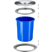 Relaxdays Mülleimer für Arbeitsplatte, 5 l, für Biomüll, Deckel aus Edelstahl, Einbaumülleimer, HxD: 23 x 24 cm, blau