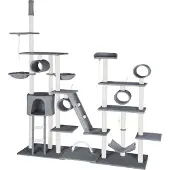 TecTake Kratzbaum Snooky 234 bis 261 cm inklusive 2 Treppen, 2 Spielkordeln, Kratzbogen, Deckenspanner und Kippschutz