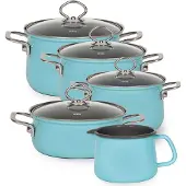 Riess 0546-037 Emaille Spar-Set 5-tlg. Nouvelle extra stark, KRISTALLBLAU