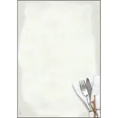 Sigel Motivpapier "Menü Speisen", A4, 90 g/m², Besteck- und Servietten-Motiv, 50 Blatt