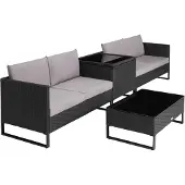 TecTake Rattan Lounge Ostuni für 4 Personen widerstandsfähig und UV-beständig
