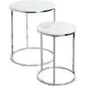 Haku Möbel - Modernes Beistelltisch-Set Weiß/Holz - 30,0/40,0 x 30,0/40,0 x 40,0/50,0 cm