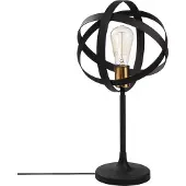Opviq , Hochwertige Tischlampe, Metallkörper, Ø 24 cm, Höhe 50 cm, Gold und Schwarz | E27 Fassung, max. 40 W, IP20 | Modernes, industrielles Design mit Kabelschalter.