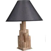 Opviq , Hochwertige Tischlampe, Holz, 57 cm, E27, Braun/Schwarz, Modern