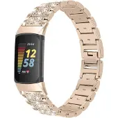 Cover-Discount Fitbit Charge 5 - Edelstahl mit Strass Armband silber