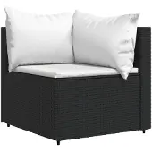 vidaXL Garten-Ecksofa mit Kissen Schwarz Poly Rattan