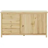 SIT Möbel Sideboard | 4 Schubladen, 2 Türen | Kiefer-Holz massiv | natur | B 150 x T 40 x H 80 cm | 19000-66 | Serie SIDEBOARD