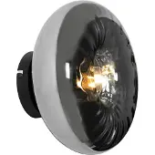 QAZQA Art-Deco-Wandleuchte schwarz mit Rauchglas - Ayesha