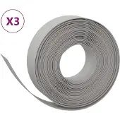 vidaXL Rasenkanten 3 Stk. Grau 10 m 15 cm Polyethylen