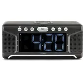 Caliber Rundfunk mit Wecker mit drahtlosen Ladegerät und Doppelalarm - digitaler Wecker mit FM -Radio - Weißes Display (HCG008Q)