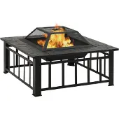 vidaXL Feuerkorb mit Schürhaken 79x79x46,5 cm XXL Stahl