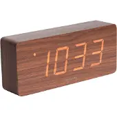 Karlsson - Wecker Tube - Dunkles Holzfurnier, weiße LED - 21x9x4,5cm