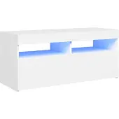 vidaXL TV-Schrank mit LED-Leuchten Weiß 90x35x40 cm