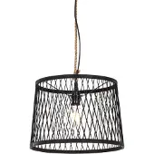 QAZQA Ländliche Außenhängelampe aus Schwarzem Rattan 40 cm Calamus