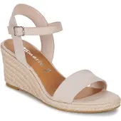Tamaris Damen Sandalette Espadrilles mit Keilabsatz in Bastoptik 1-28300-42, Größe:40 EU, Farbe:Beige