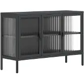 vidaXL Sideboard Schwarz 105x35x70 cm Glas und Stahl