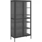 vidaXL Highboard Schwarz 85x40x180 cm Glas und Stahl