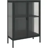 vidaXL Sideboard Schwarz 75x35x105 cm Glas und Stahl