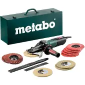 Metabo Flachkopf-Winkelschleifer WEVF 10-125 Quick Inox Set (613080500); Stahlblech-Tragkasten