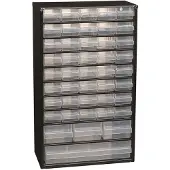 Raaco Kleinteilemagazin Breite 306 x Tiefe 150 x Höhe 510mm 44 Schubladen mit Aufhängeloch Stahlgehäuse / PP - 132114 CABINET C 44